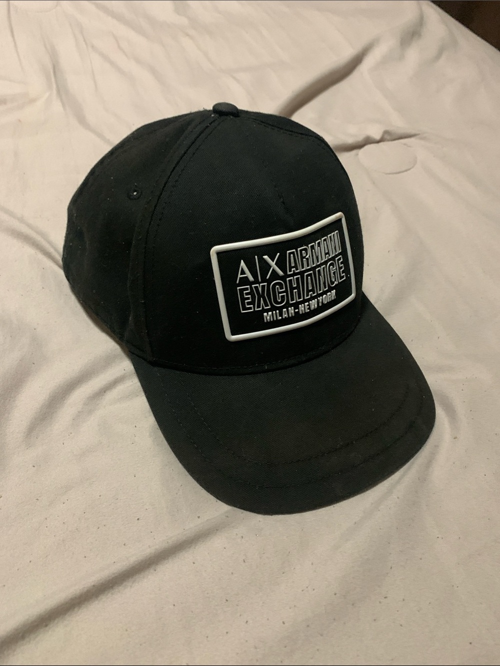 Armani Exchange Black Baseball Cap with Raised Logo Patch